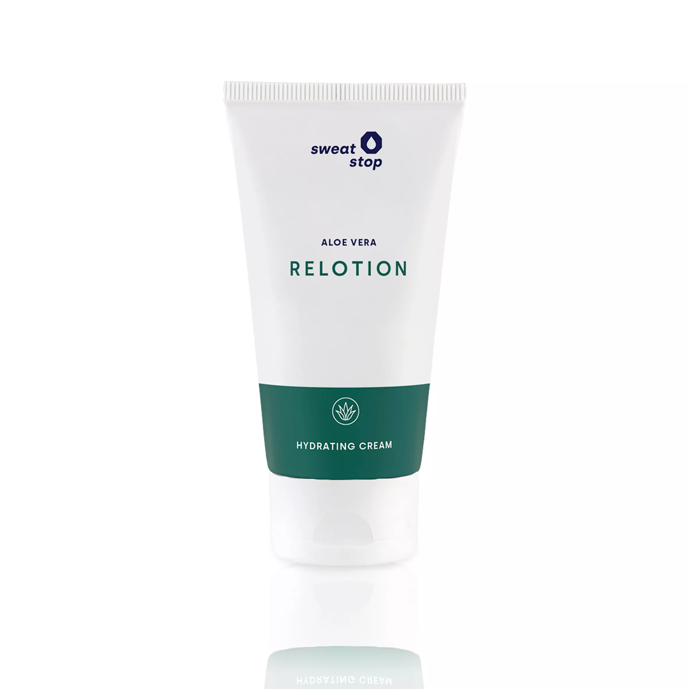 Abbildung der sweatstop Aloe Vera ReLotion Hautpflegende Lotion 50ml, feuchtigkeitsspendend und beruhigend bei Hautirritationen nach Antitranspirant-Anwendung, mit Aloe Vera, Panthenol und kühlendem Effekt